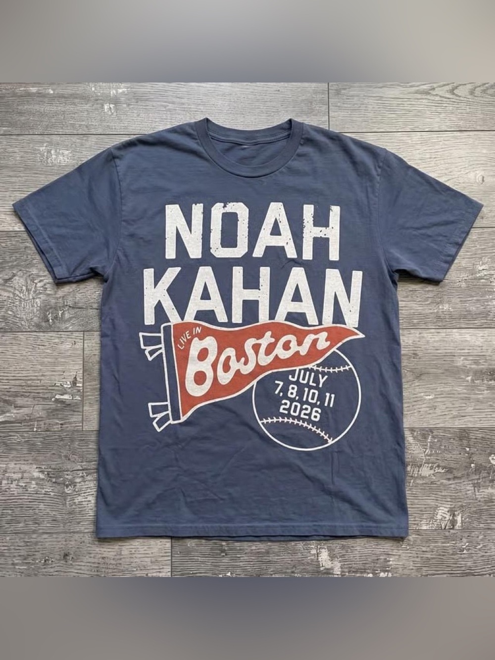 Noah Kahan "Live in Boston" Concert Tee - Navy with Rust Red & White